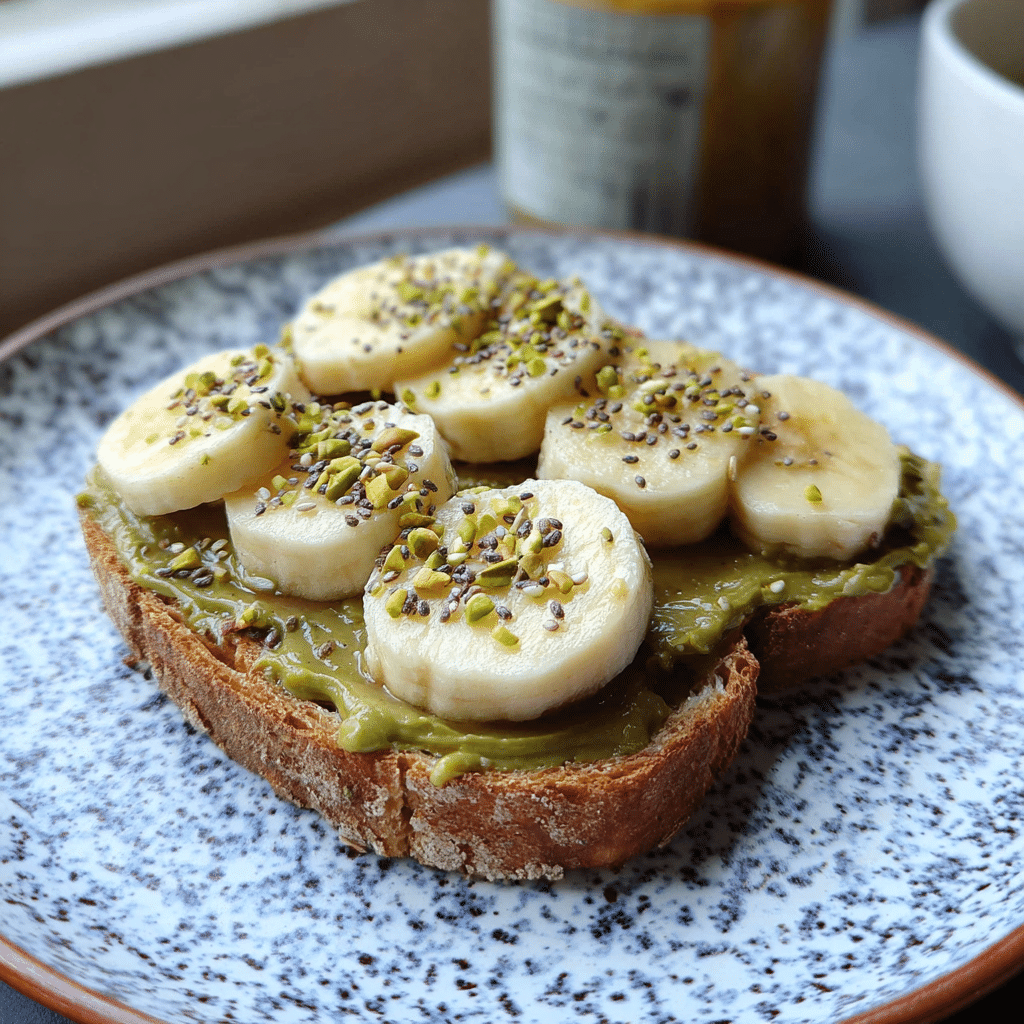 pistachio butter toast with bananas