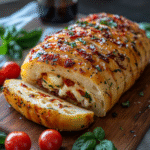 saskdev 98455 A golden loaf of savory Caprese bread sits on a d1554286 b518 452f 94e7 07da79034c0d 1