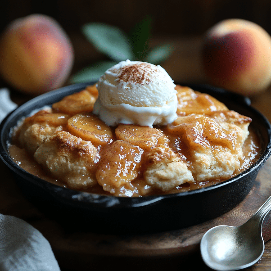 saskdev 98455 A warm Southern peach cobbler sits in a rustic 7bee43ac 9c25 41ce 8d38 6049f5127b38 1