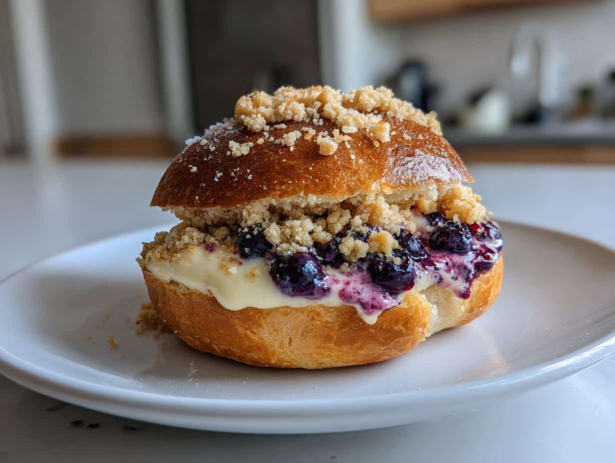 Blueberry & Custard Brioche Bun with Crumble - detail 1