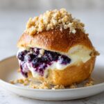 Blueberry & Custard Brioche Bun with Crumble
