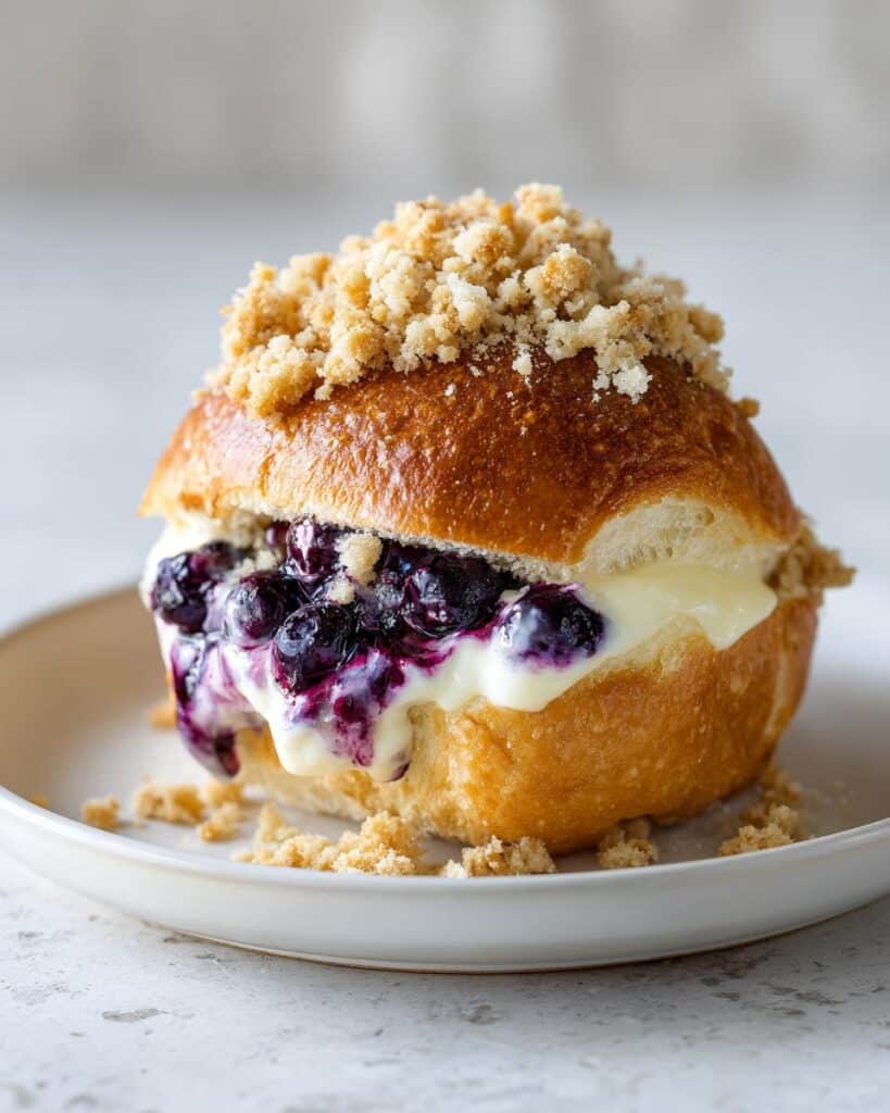 Blueberry & Custard Brioche Bun with Crumble