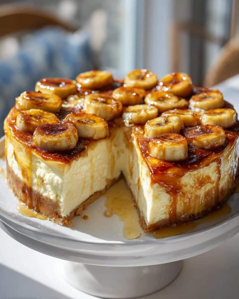 Caramelized Banana Cheesecake with Rum Glaze