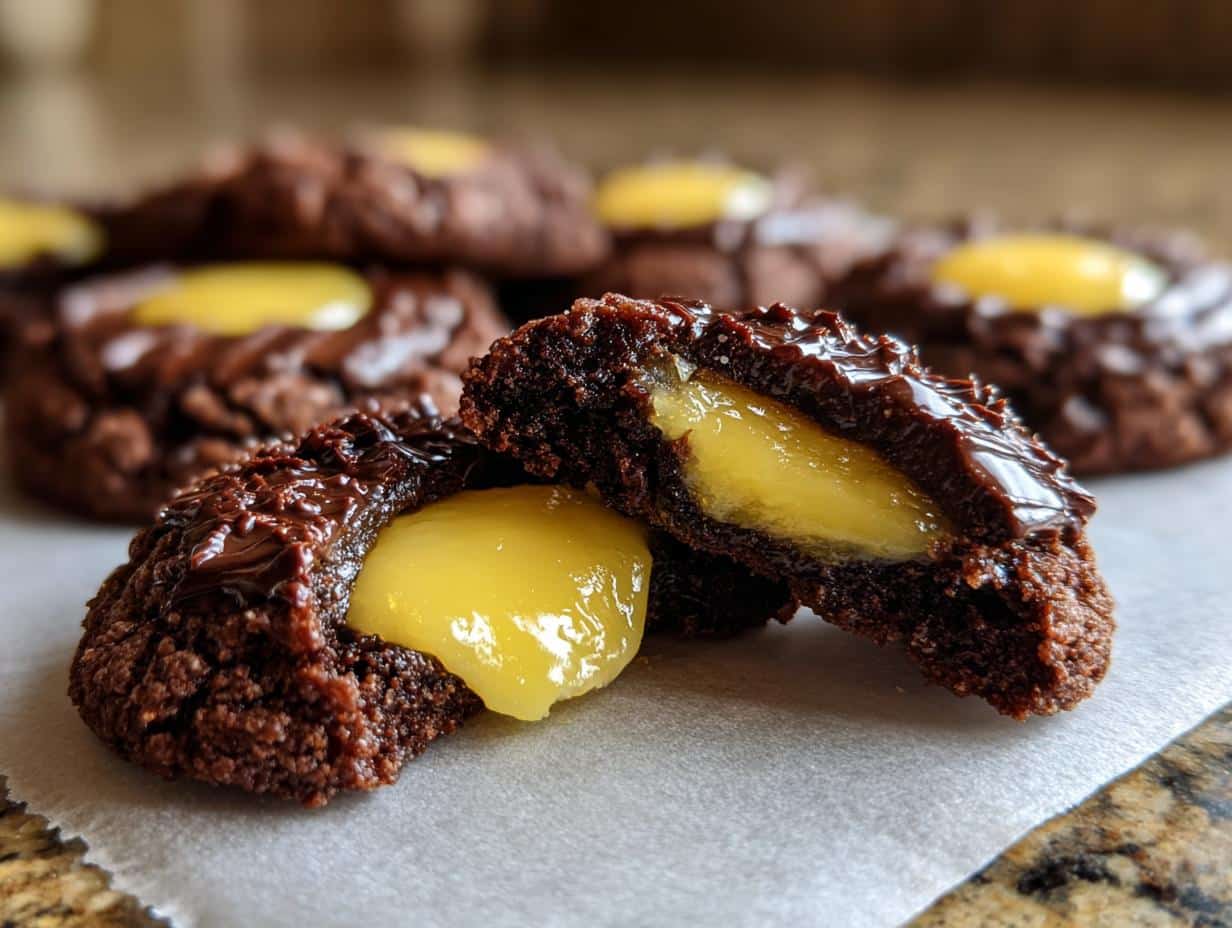 Chocolate Thumbprint Cookies with Custard Filling - detail 1