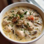 Creamy Chicken Mushroom Soup with Wild Rice