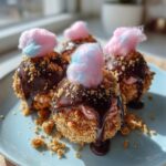 Crispy Cotton Candy Cheesecake Bombs