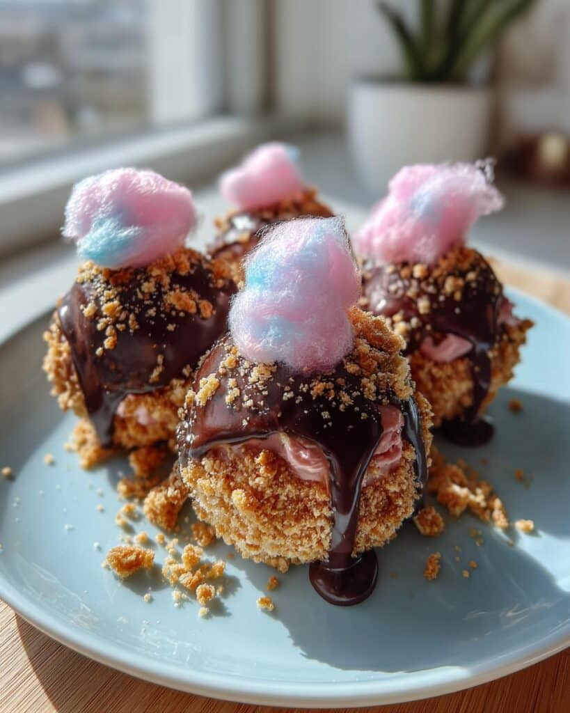 Crispy Cotton Candy Cheesecake Bombs