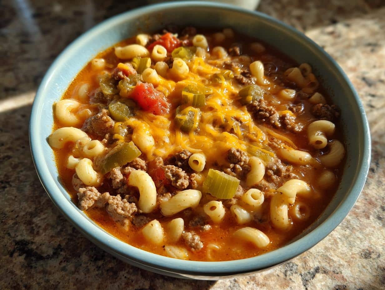 Gourmet Macaroni Cheeseburger Soup Without Velveeta - detail 1