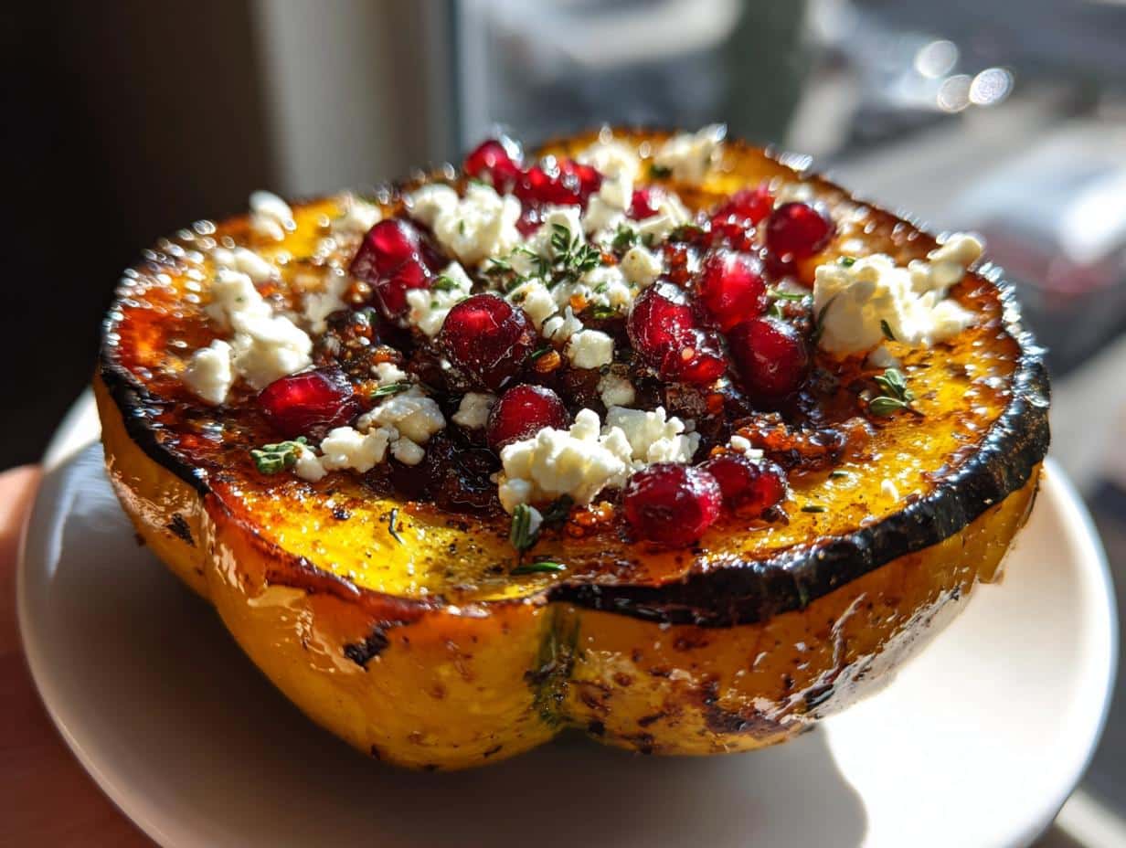 Honey-Glazed Acorn Squash with Feta Cheese and Cranberry Drizzle - detail 1