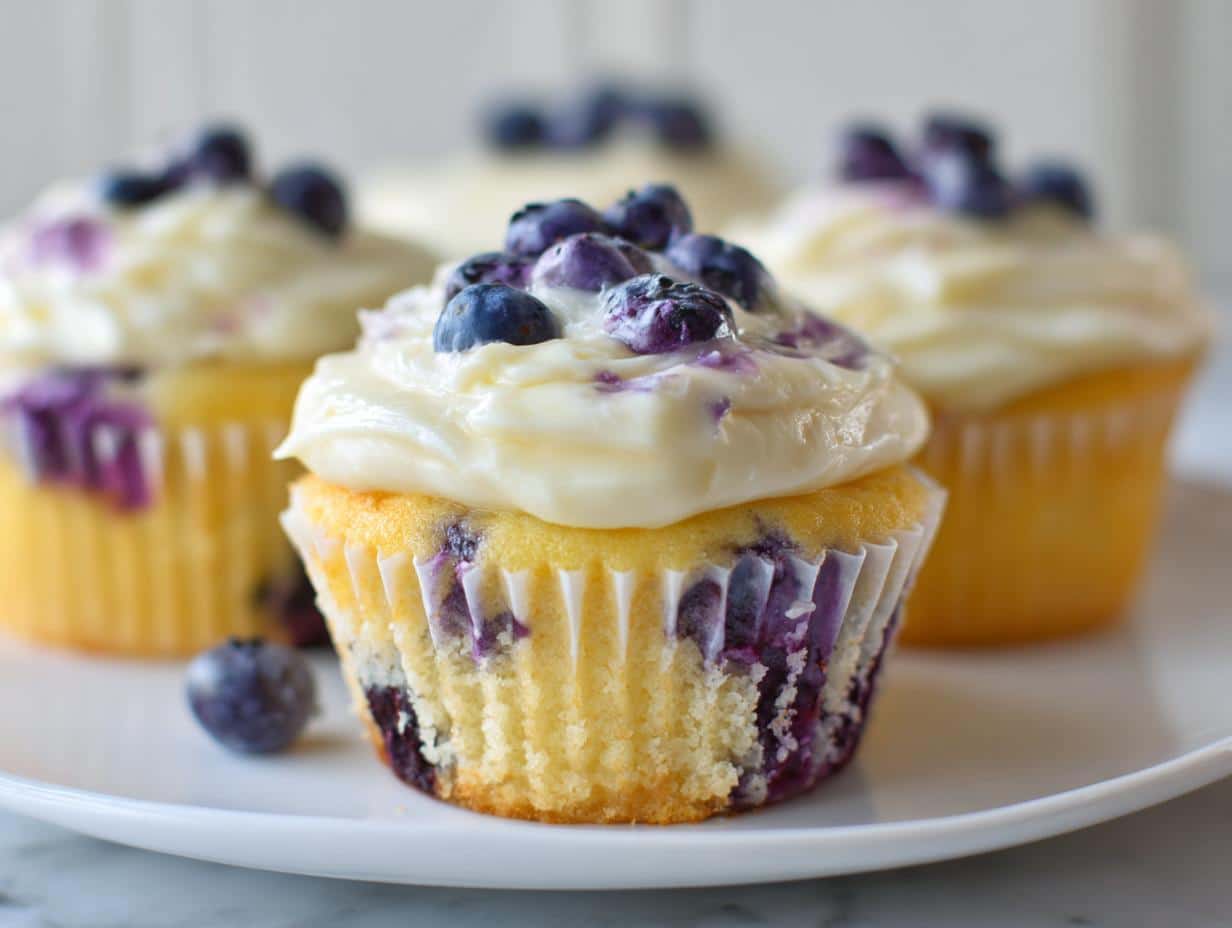 Lemon Cupcakes with Lemon-Blueberry Frosting - detail 1