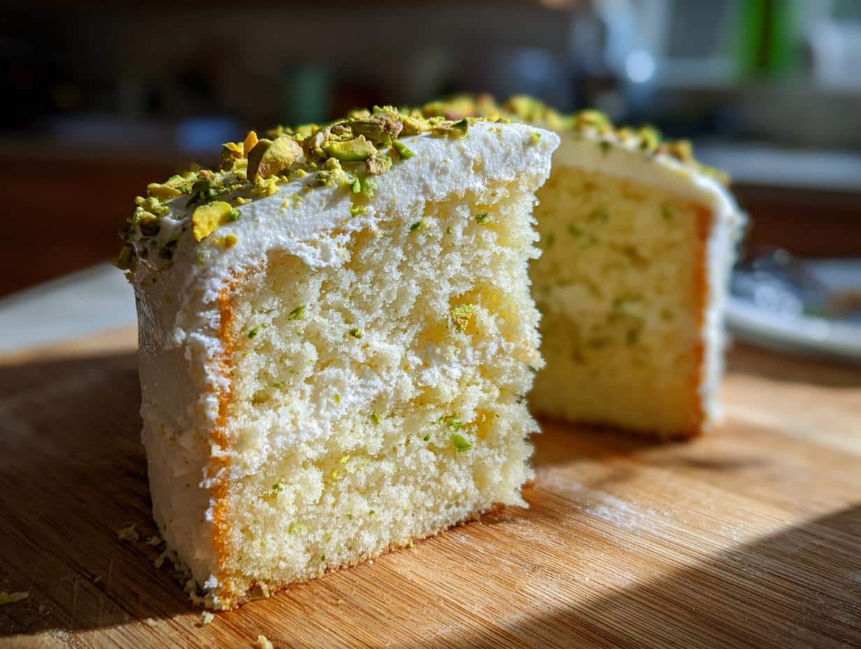 Lemon Pistachio Ricotta Cloud Cake - detail 1