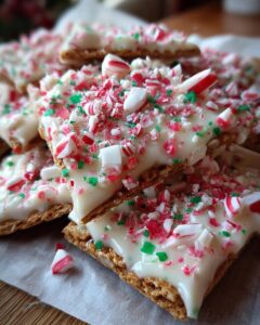 Peppermint Crunch White Chocolate Covered Graham Crackers