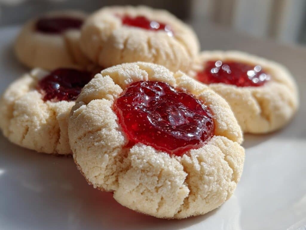 Raspberry-Filled Almond Snow Cookies