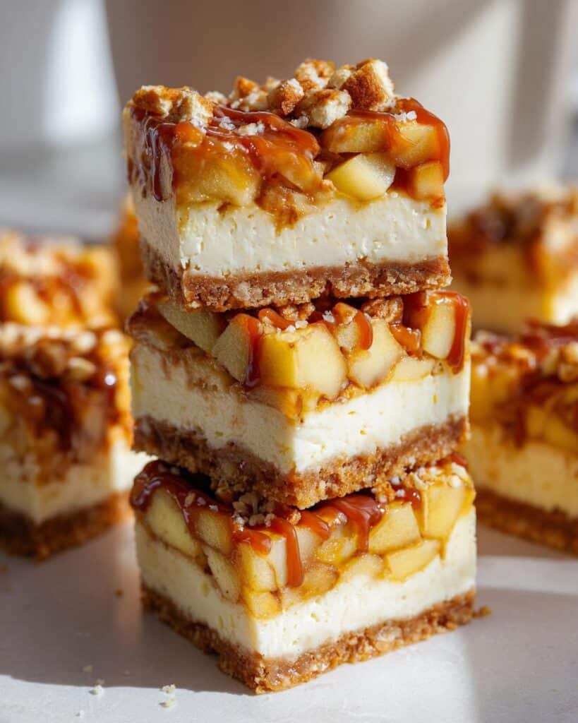 Salted Caramel Apple Cheesecake Crunch Bars