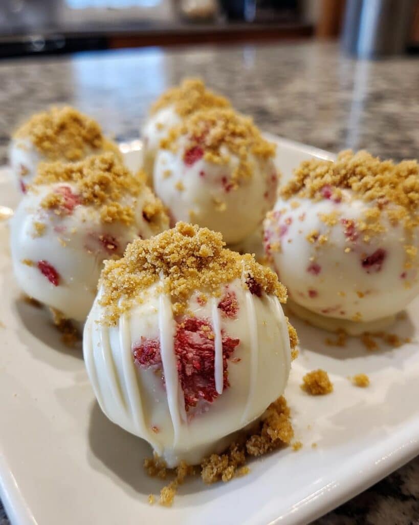 Strawberry Velvet Cheesecake Truffles