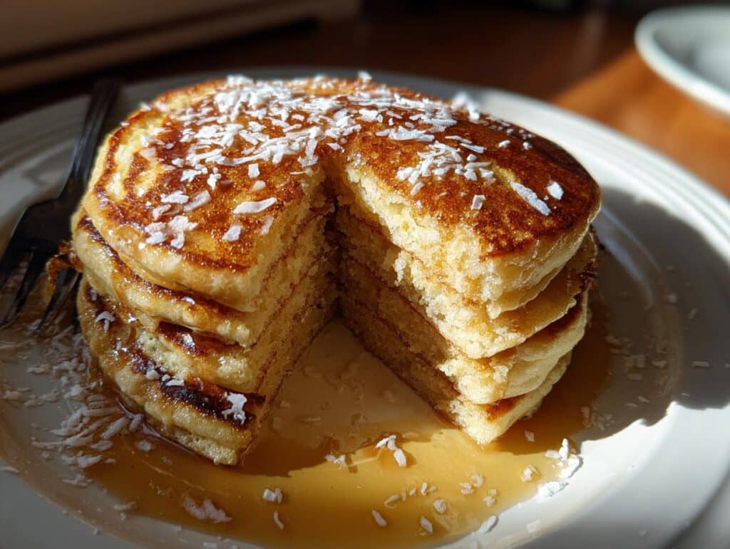 Sweet Coconut Cream Pancakes