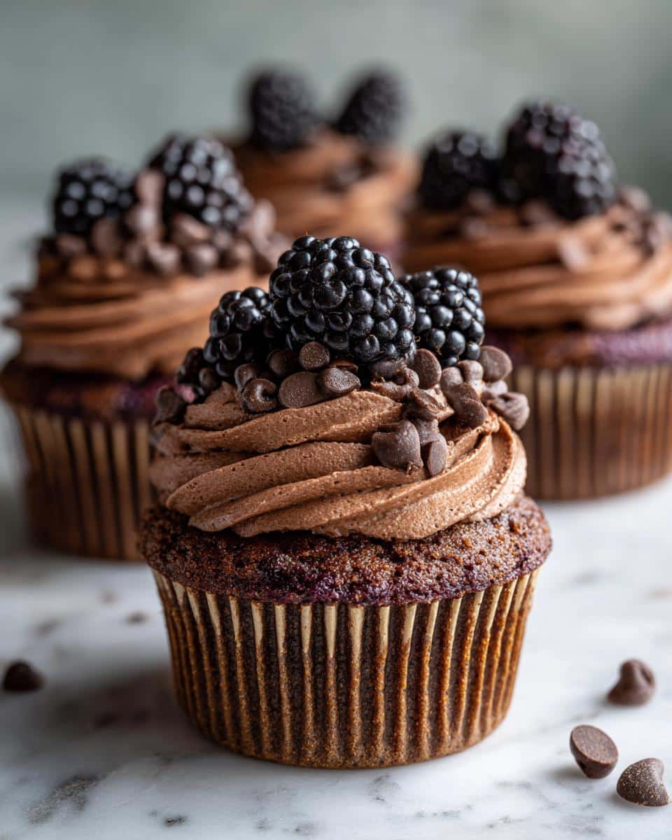 Vegan Blackberry and Chocolate Cupcakes - detail 1