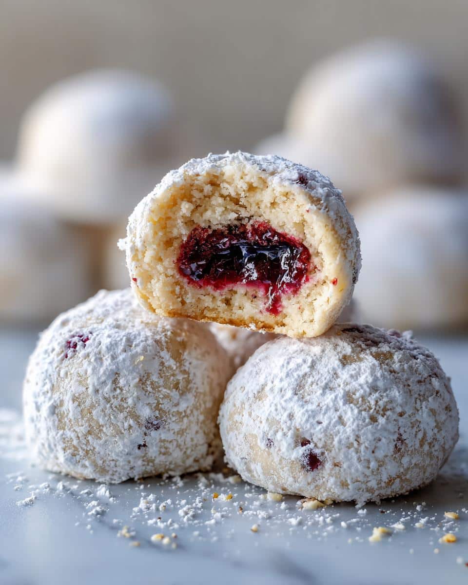 blueberry filled almond snowball cookies - detail 1