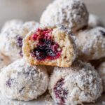 blueberry filled almond snowball cookies