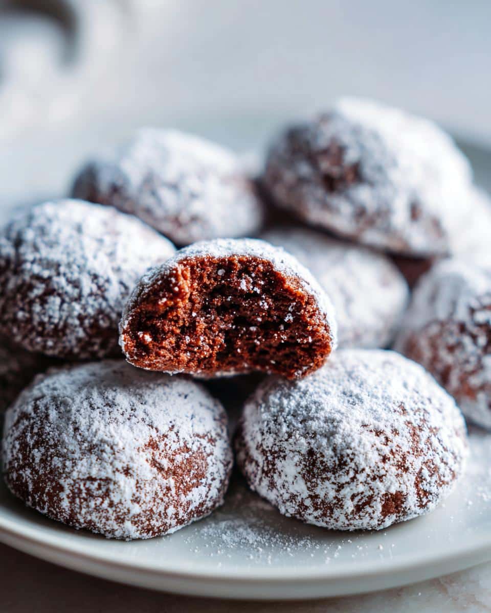 chocolate snowball cookies - detail 1