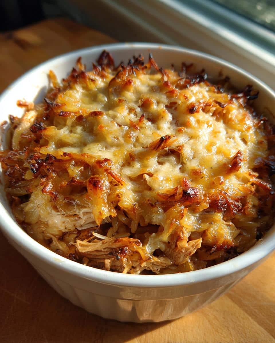french onion chicken orzo casserole - detail 1