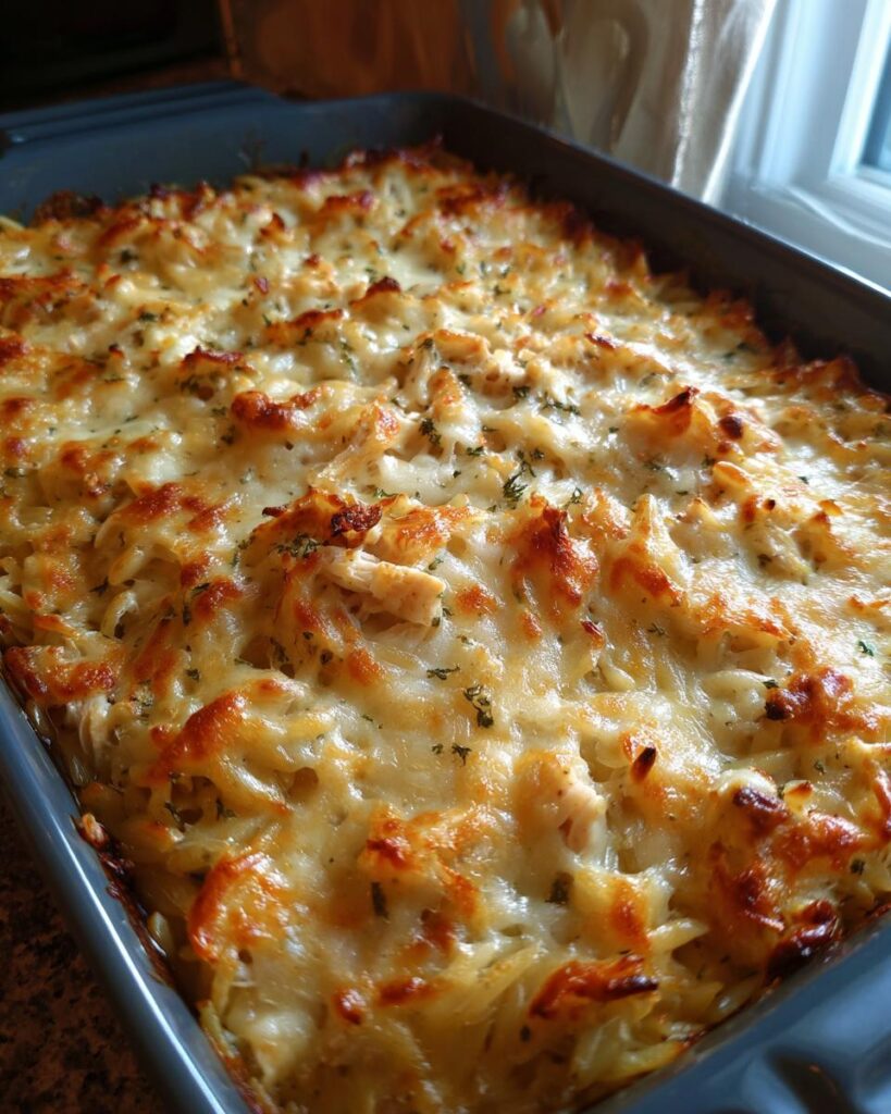 french onion chicken orzo casserole