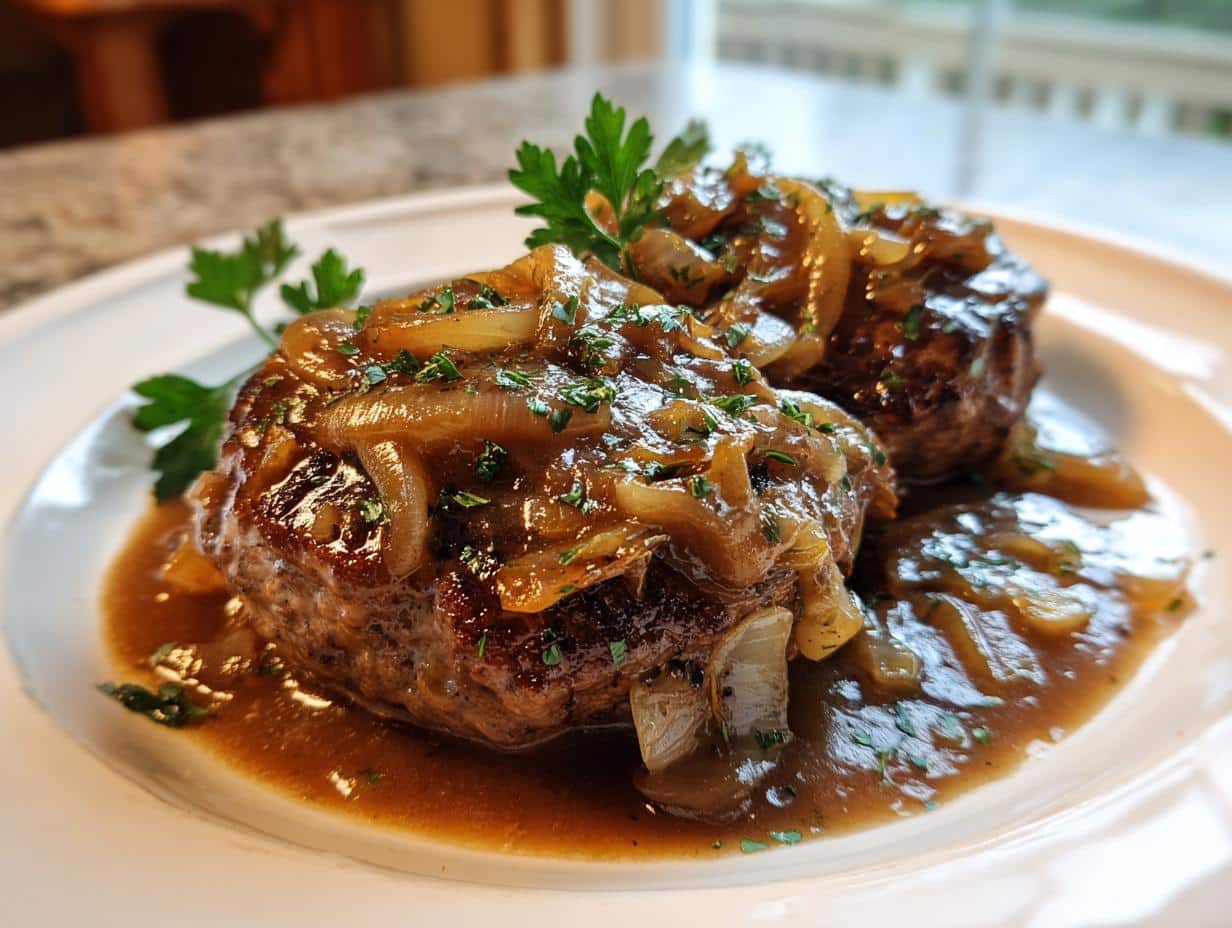 hamburger steak with onion gravy - detail 1