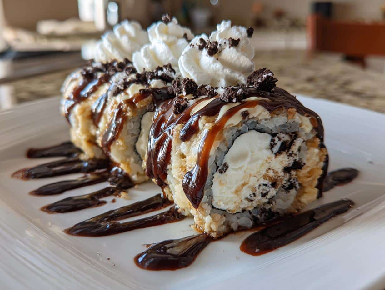 oreo cream cheese cheesecake sushi roll - detail 1
