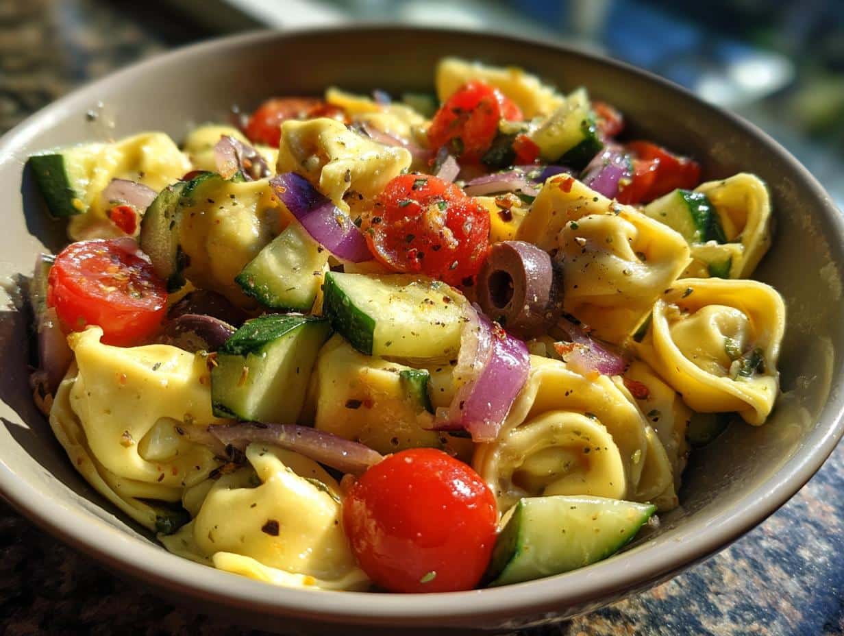 Cheese tortellini pasta salad - detail 1