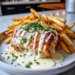 Chicken Fillet in Spicy, Creamy Garlic-Parmesan Sauce with Fries