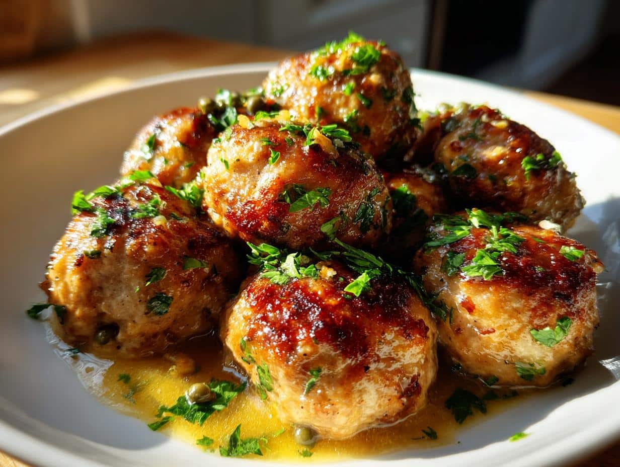 Chicken Piccata Meatballs Recipe with Lemony Sauce - detail 1