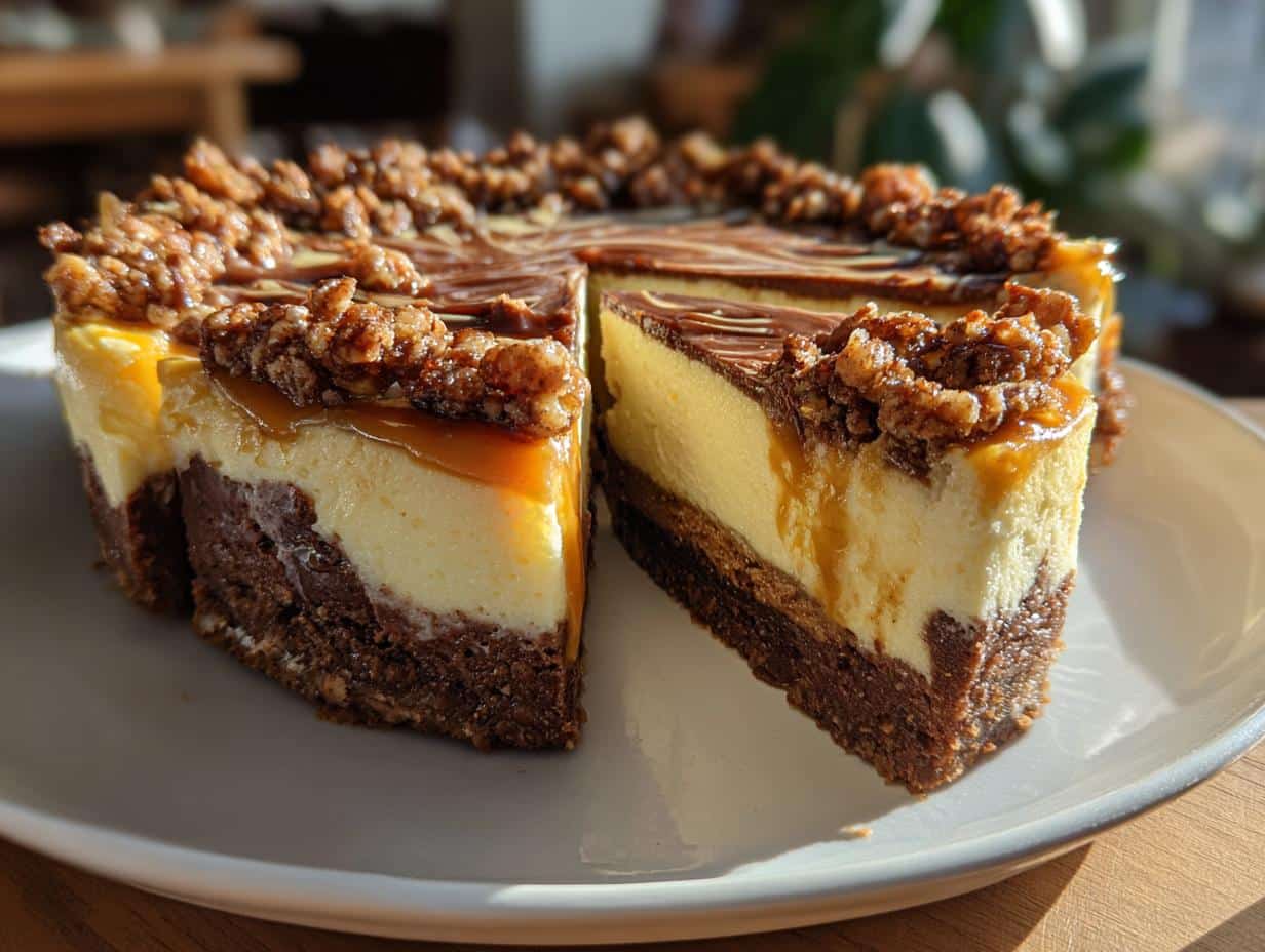 Chocolate and Salted Caramel Cheesecake with Crunchy Praline - detail 1