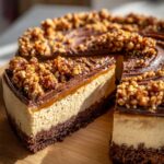 Chocolate and Salted Caramel Cheesecake with Crunchy Praline