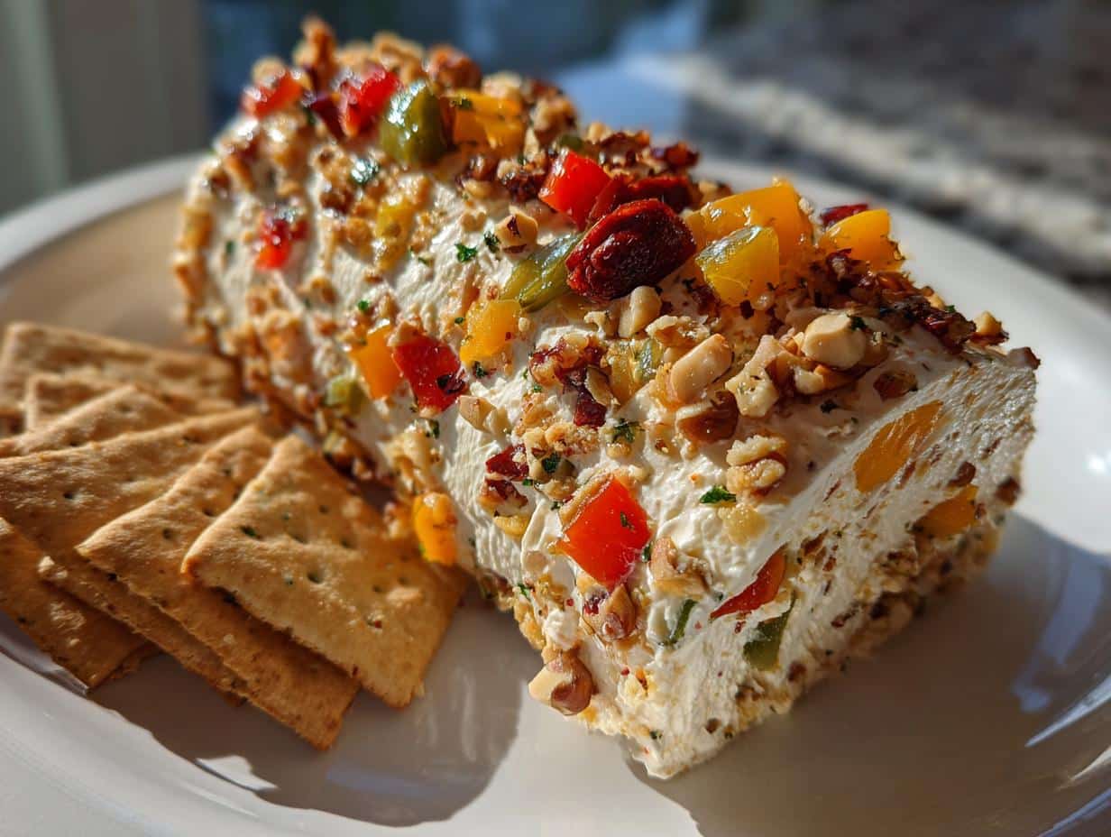 Festive Holiday Antipasto Cream Cheese log - detail 1