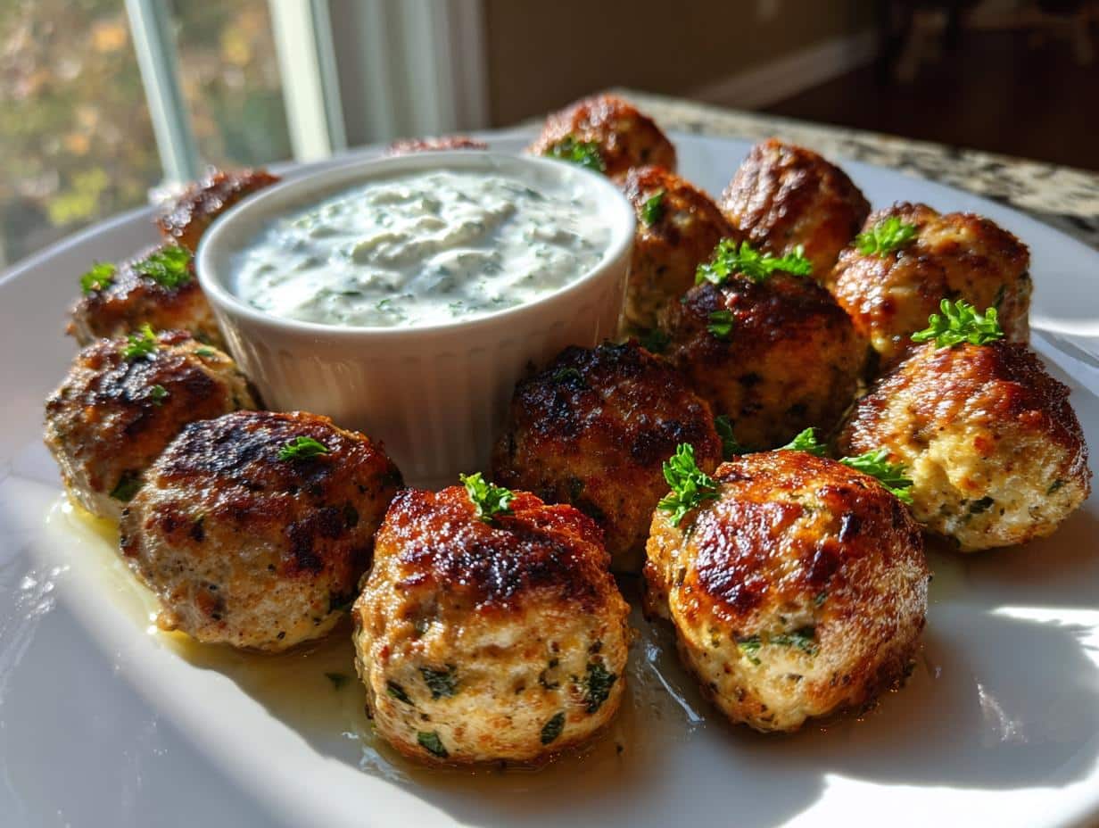 Greek Chicken Meatballs with Tzatziki Sauce - detail 1