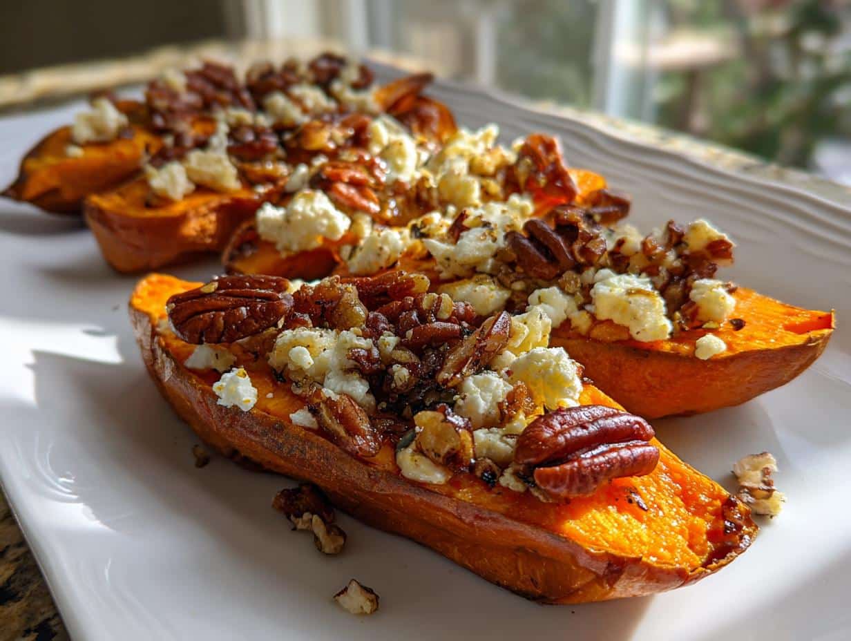 Maple Roasted Sweet Potatoes with Goat Cheese and Pecans - detail 1