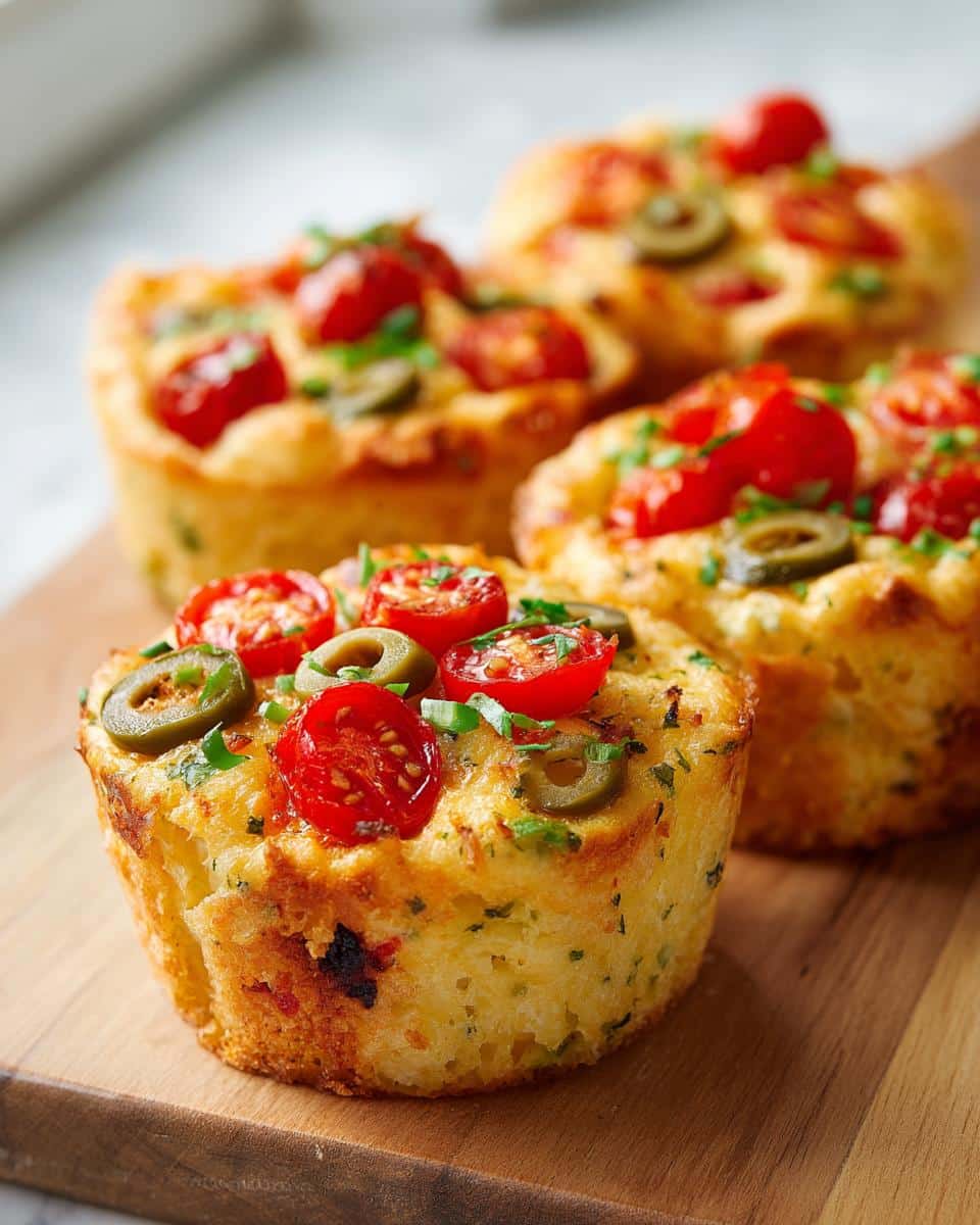 Mini Pizza Muffins with Olives and Cherry Tomatoes - detail 1