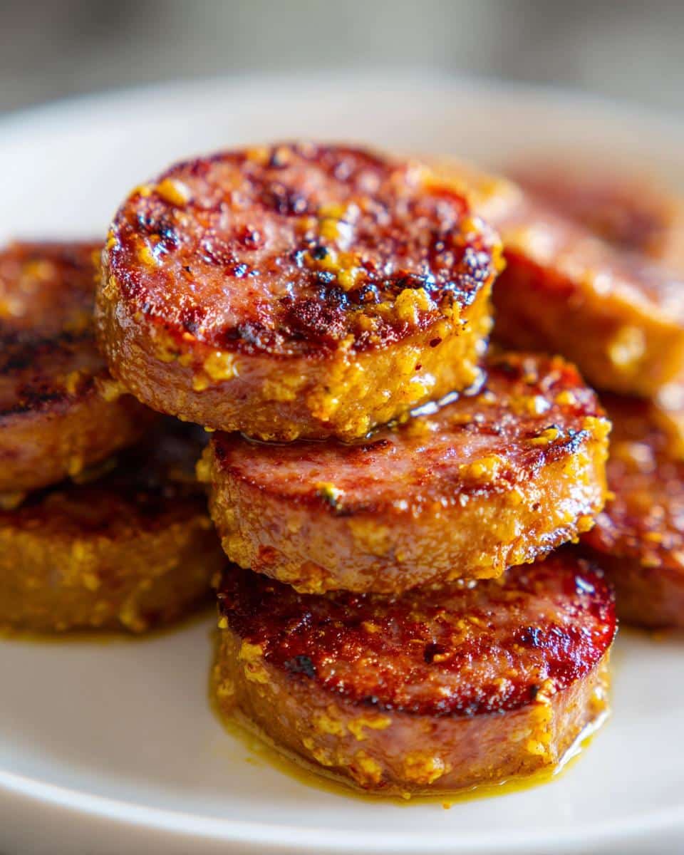 Mustard Hasselback Kielbasa Bites - detail 1