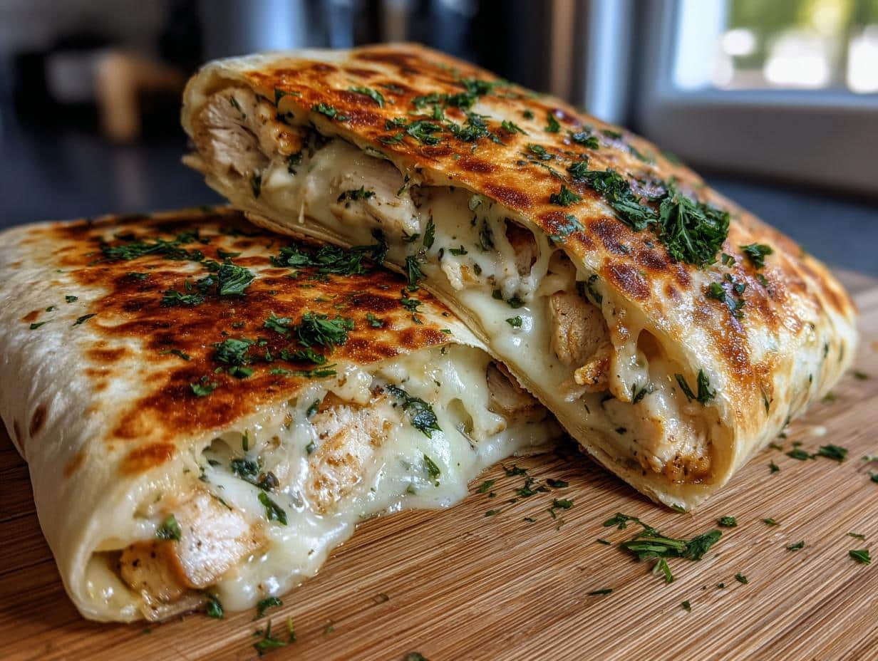 Ooey-Gooey Cheesy Garlic Chicken Wraps - detail 1