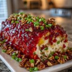 Pineapple Cranberry Holiday Cheese Log with Pepper Jelly