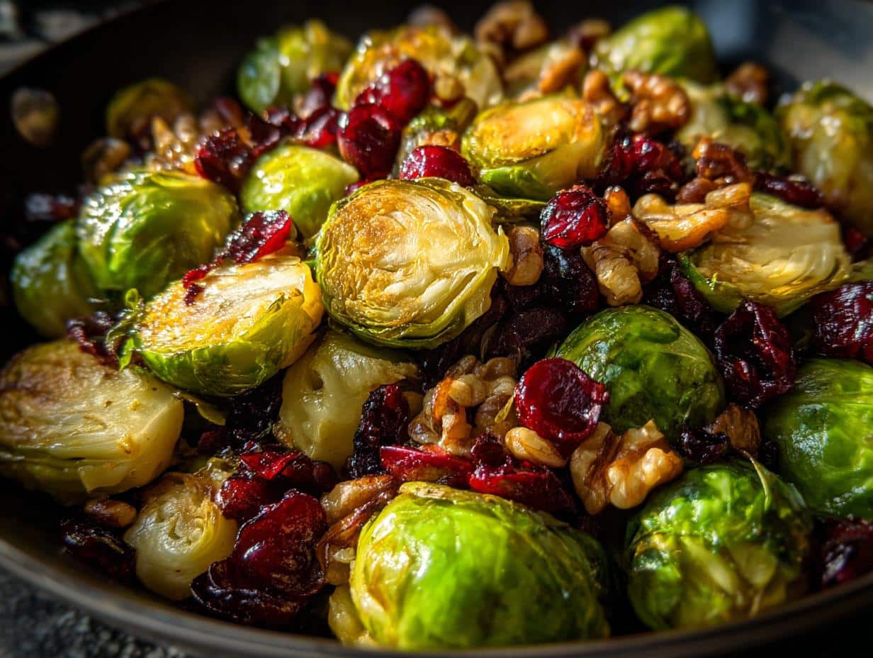 Roasted Brussels Sprouts with Cranberries and Walnuts - detail 1