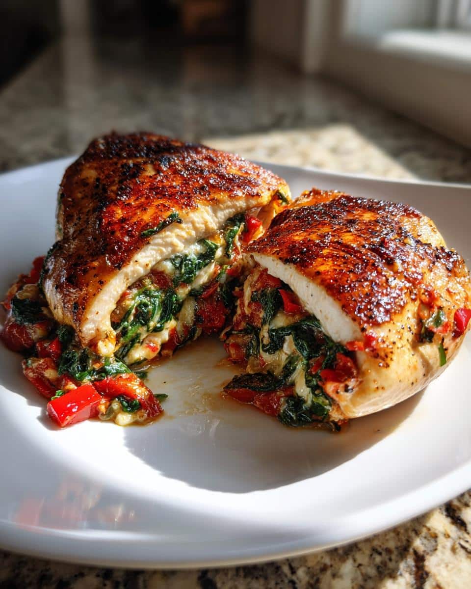 Roasted Red Pepper Spinach Mozzarella Stuffed Chicken Bliss - detail 1