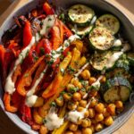 Roasted Veggie & Chickpea Bowls with Maple Dijon Tahini Dressing