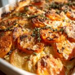 Root Vegetable Gratin with Sweet Potatoes, Parsnips, and Beets