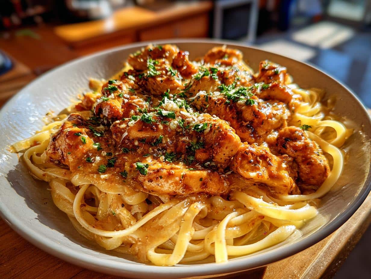 Spicy Cheesy Garlic Butter Chicken with Linguine in Four - detail 1