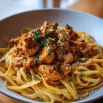 Spicy Cheesy Garlic Butter Chicken with Linguine in Four