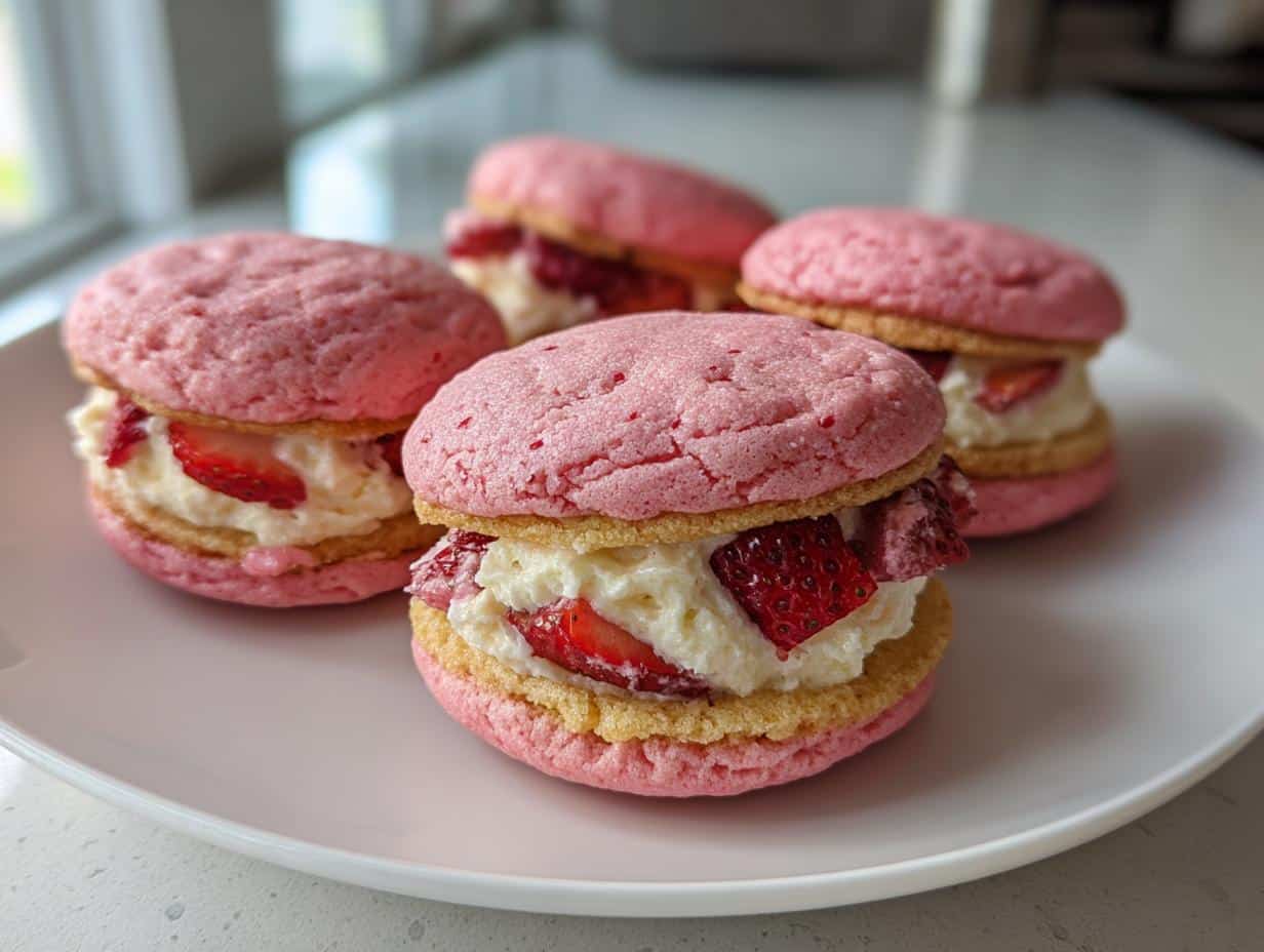 Strawberry Cake Mix Sandwich Cookies - detail 1