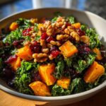 Warm Kale and Roasted Squash Salad with Cranberry Vinaigrette