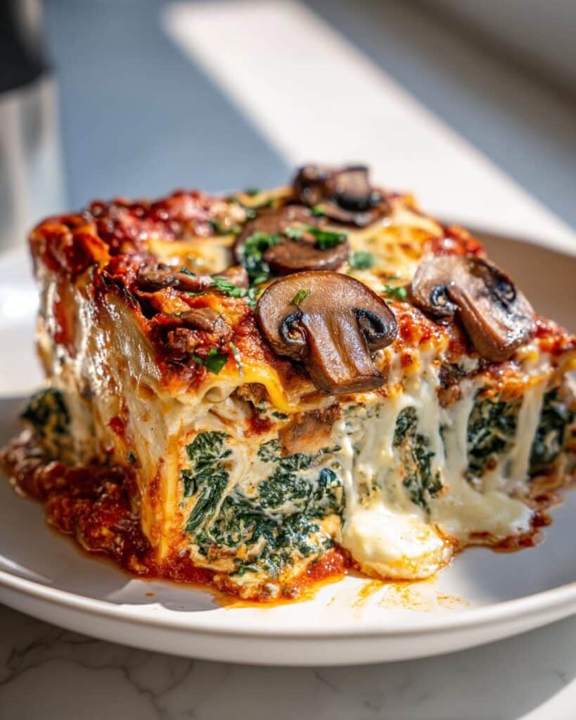 creamy spinach and mushroom lasagna