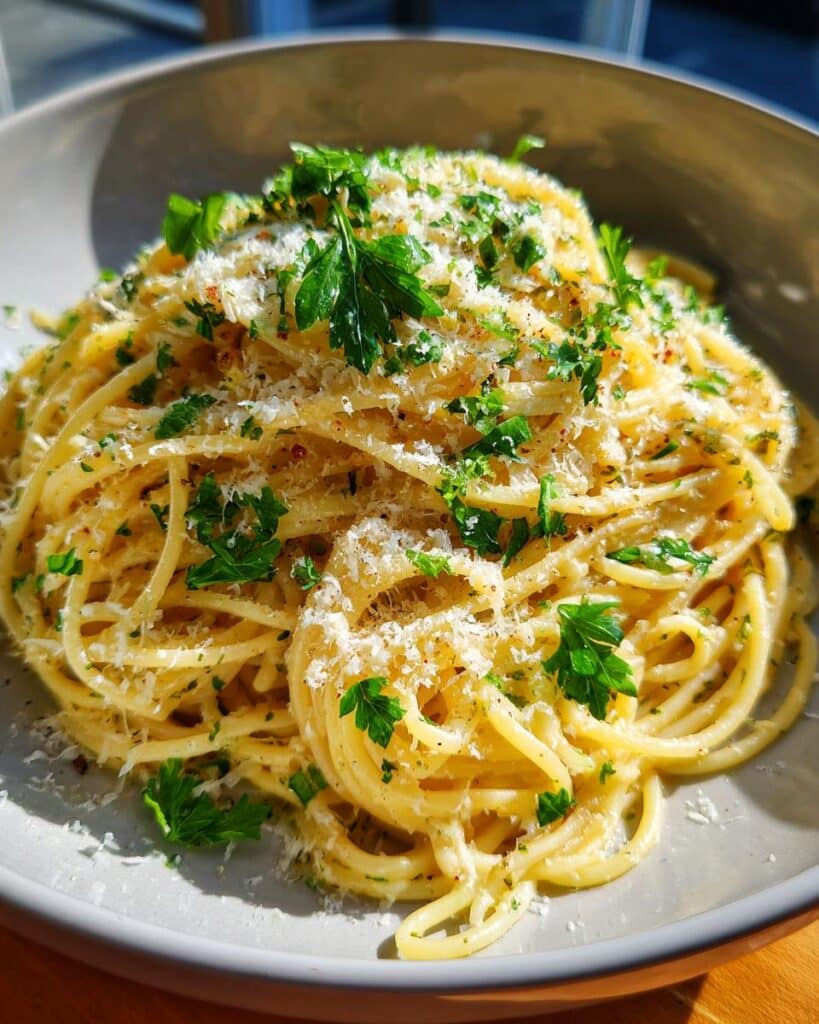 one pot lemon garlic parmesan pasta recipe